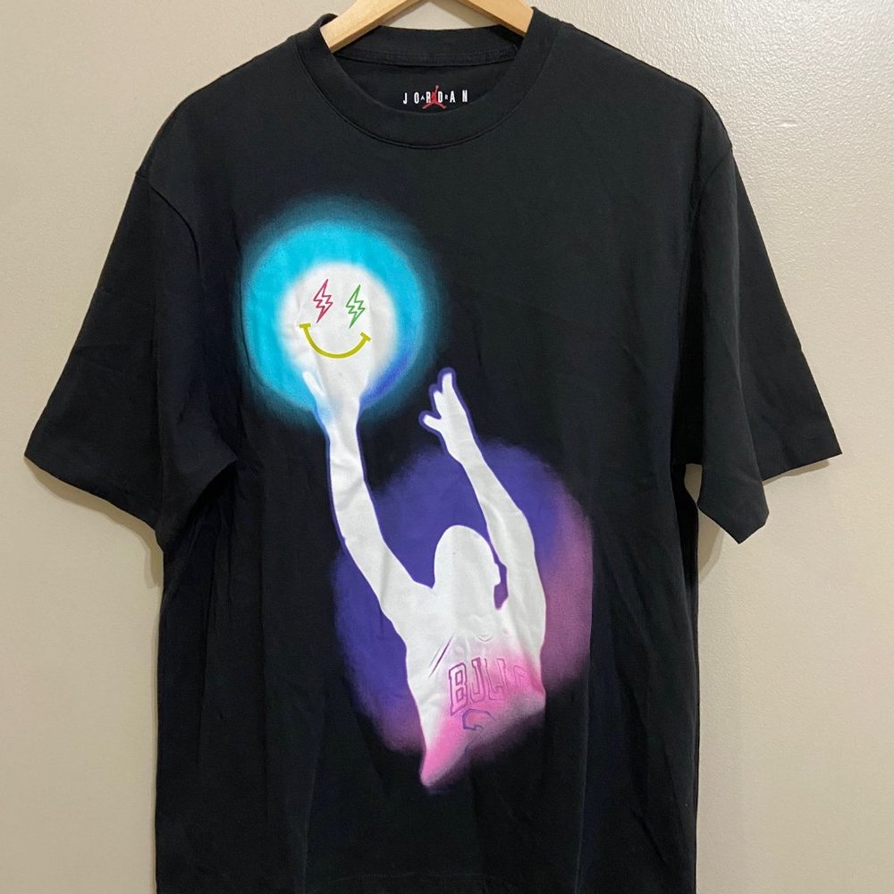 Nike Air Jordan x J Balvin Short Sleeve Shirt Black DR2962-010 Mens Size NEW